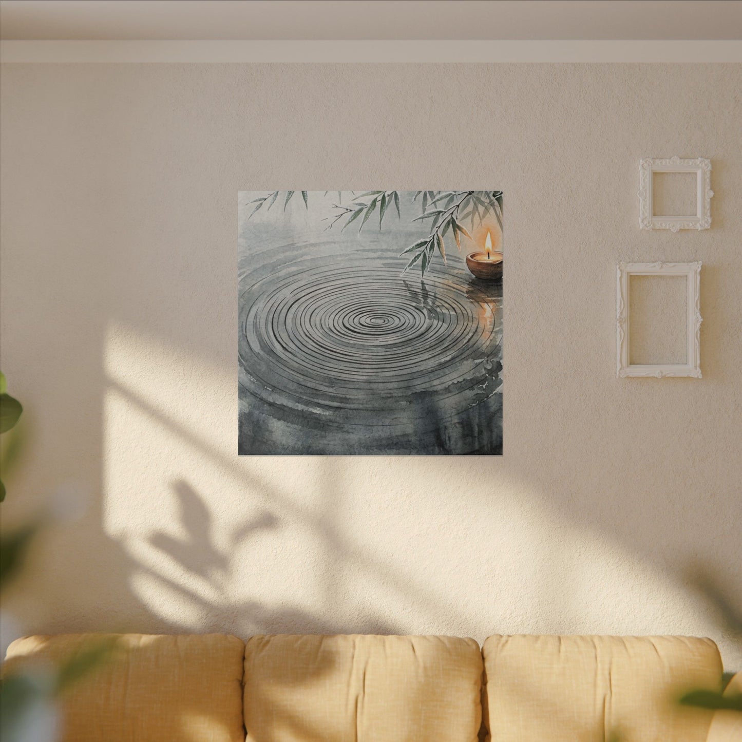 Water Ripple Sumi E Canvas Art | Calm Zen Art