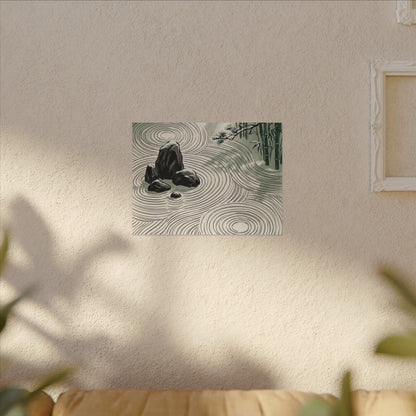 Shibui Rock Garden Canvas Art - Zen Ukiyo E Inspired