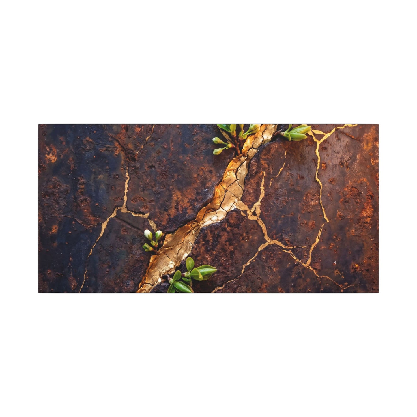 Rust Patina Spring Canvas Art | Kintsugi Resilient Design