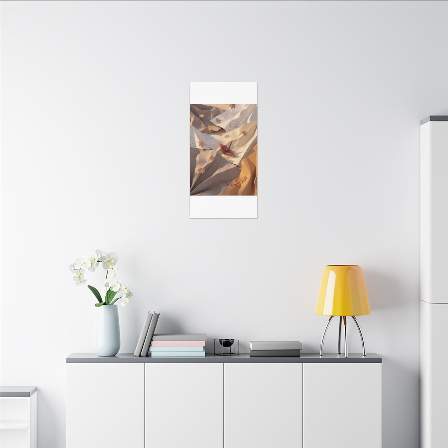 Autumn Paper Fold Minimal Line Canvas Art | Cozy Decor