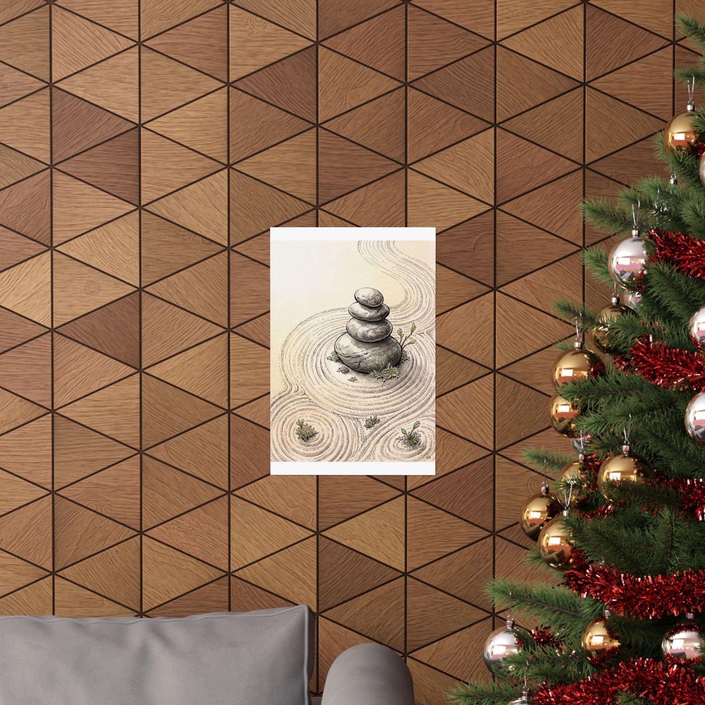 Ma River Stones Wall Art Print - Zen Karesansui