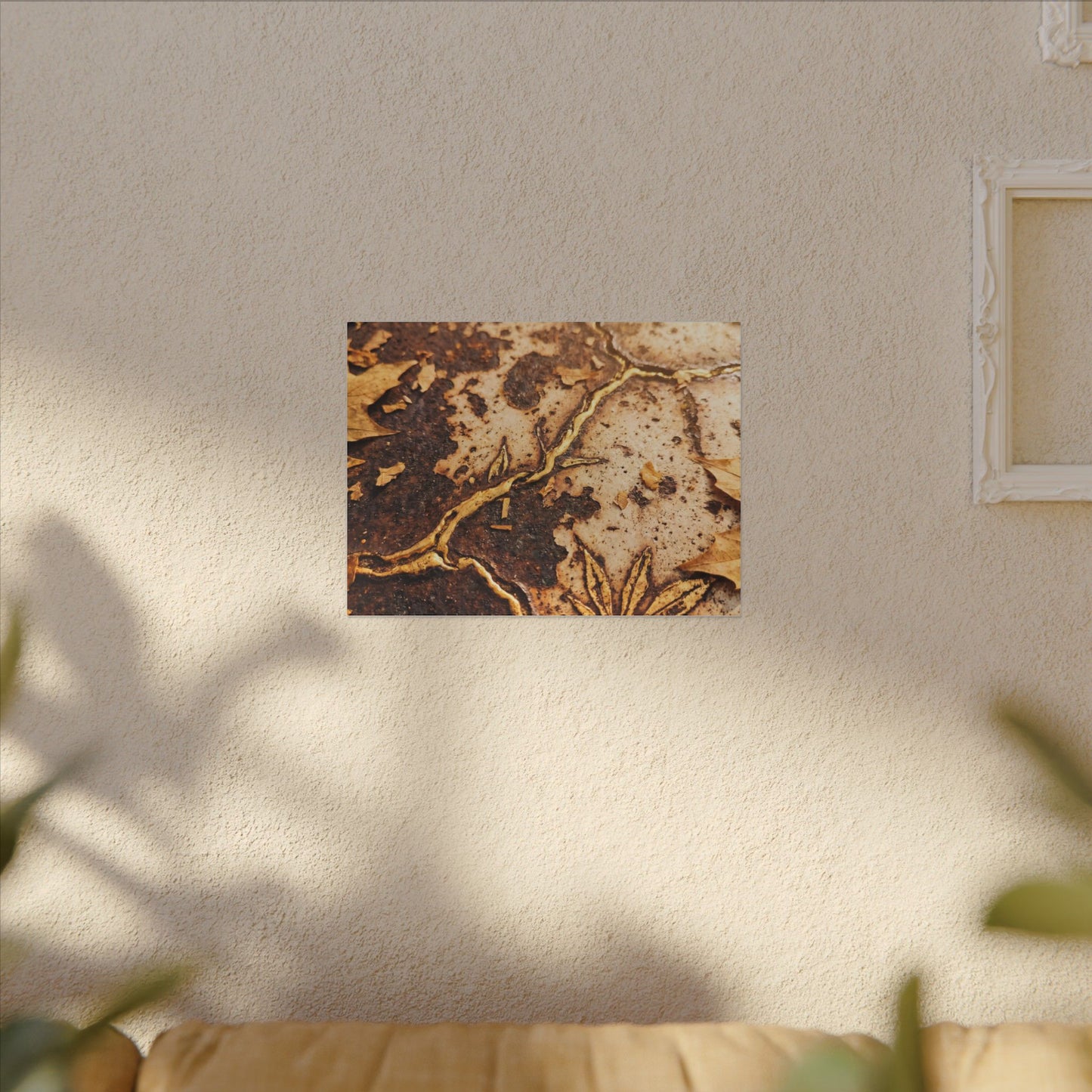 Kintsugi Rust Patina in Golden Hour | Gold Vein Canvas Art