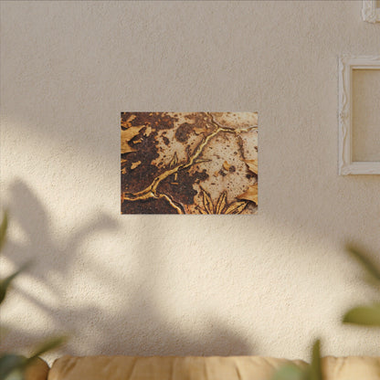 Kintsugi Rust Patina in Golden Hour | Gold Vein Canvas Art