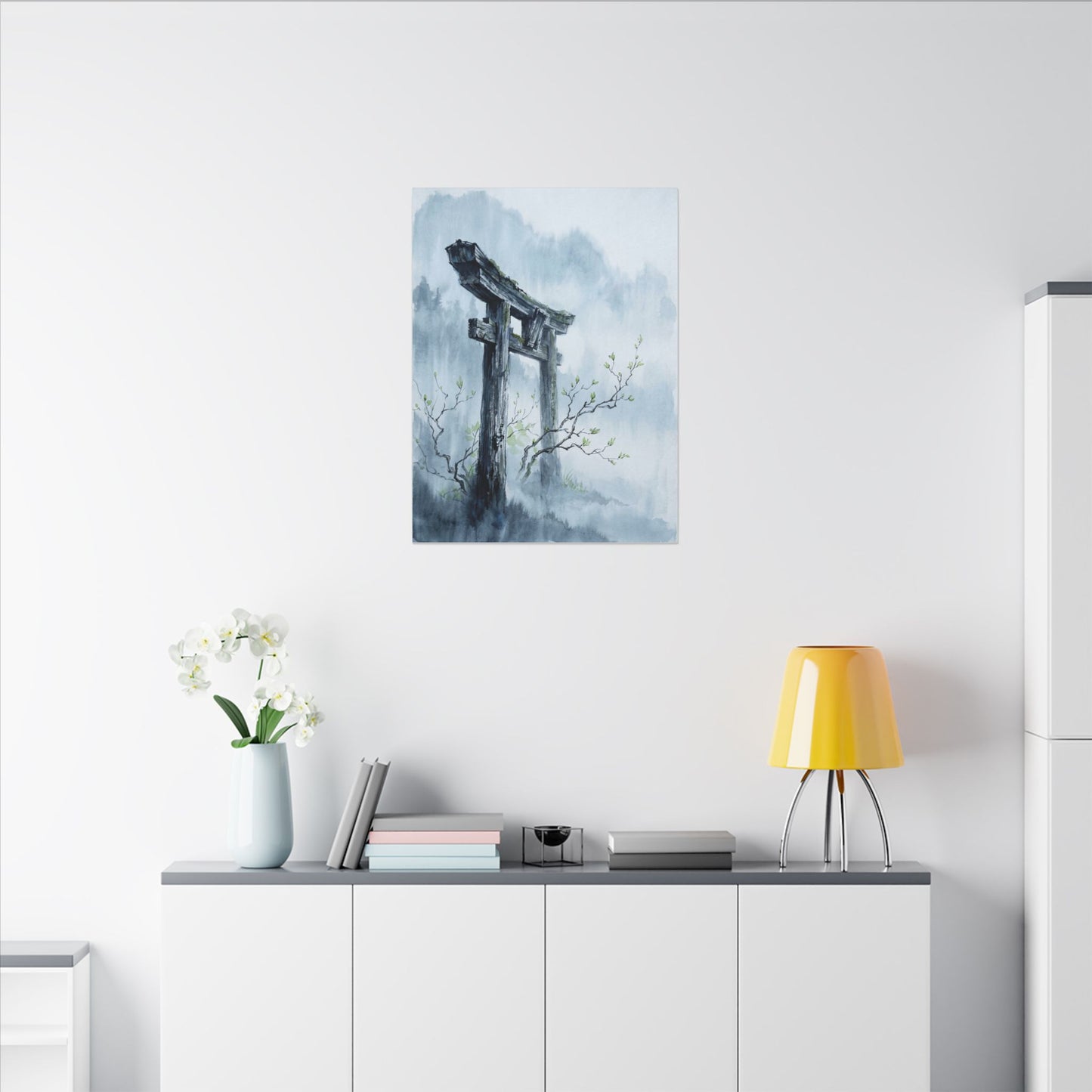 Torii Gate Canvas Art | Spring Zen Sumi E Art