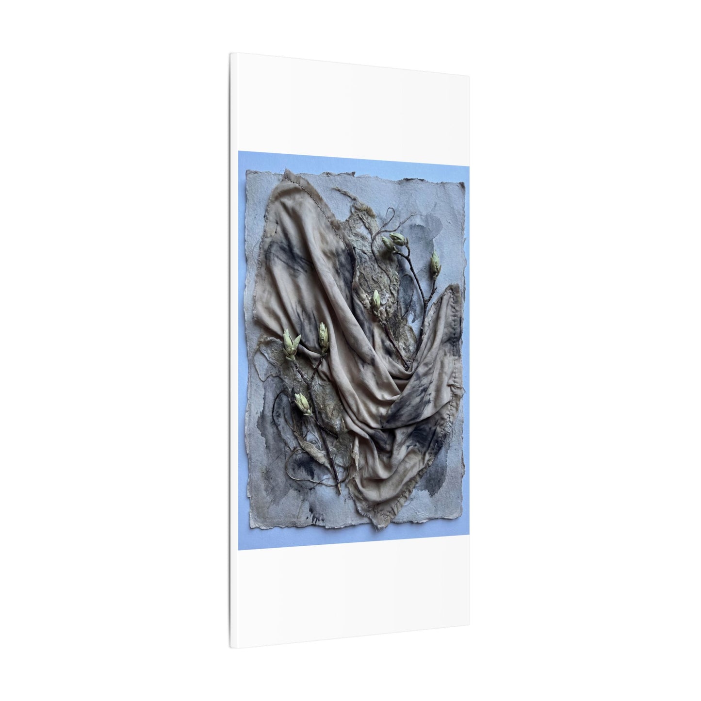 Japandi Silk Drape in Moonlight | Texture Canvas Art