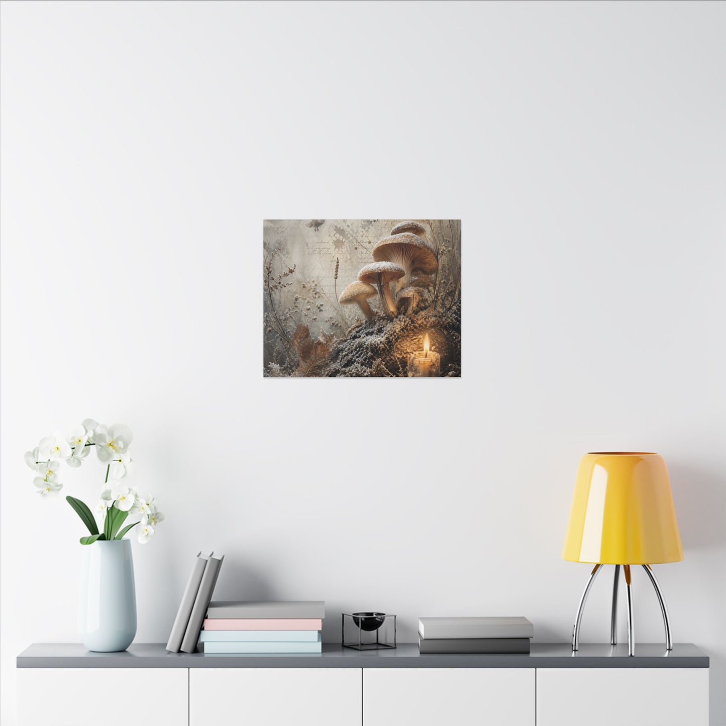 Wild Mushrooms Texture Canvas Art | Elegant Japandi Art