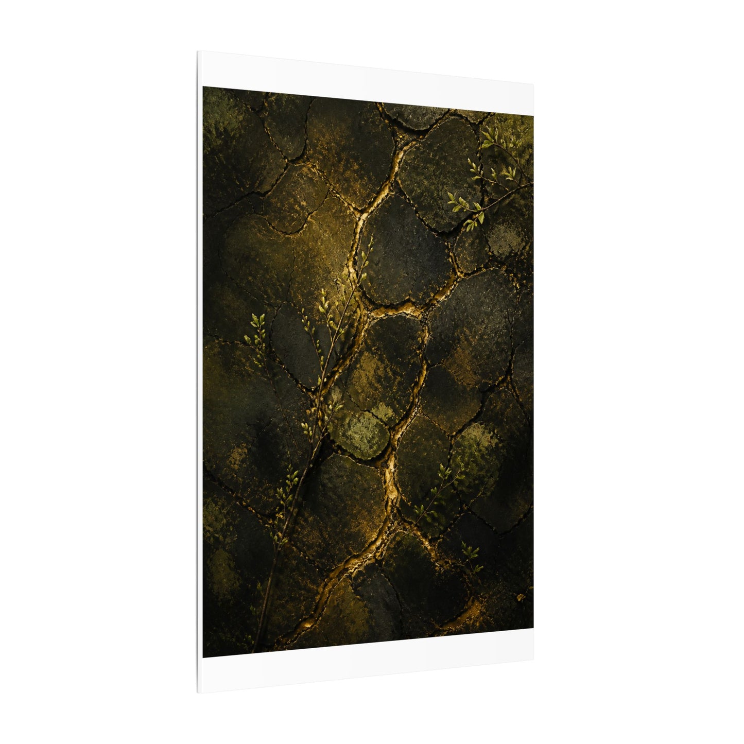 Shibui Cracked Earth Canvas Art - Dark Japandi Dark Texture