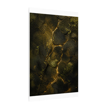 Shibui Cracked Earth Canvas Art - Dark Japandi Dark Texture