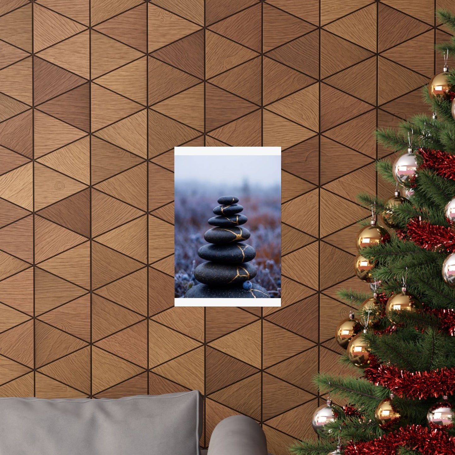 Kintsugi River Stones in Overcast | Broken Beauty Wall Art Print