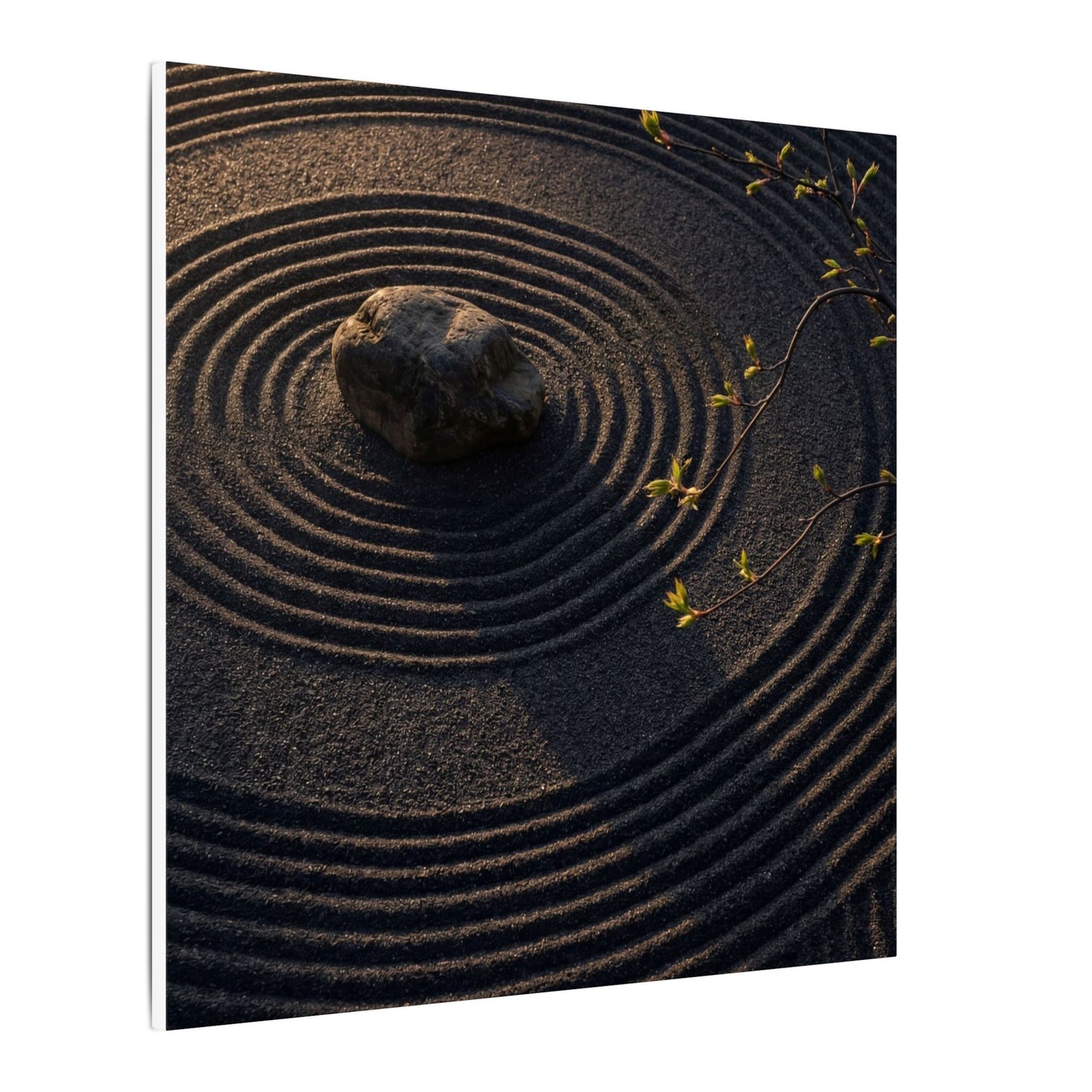 Rock Garden Shadow Zen Canvas Art | Bold Dark Japandi Art