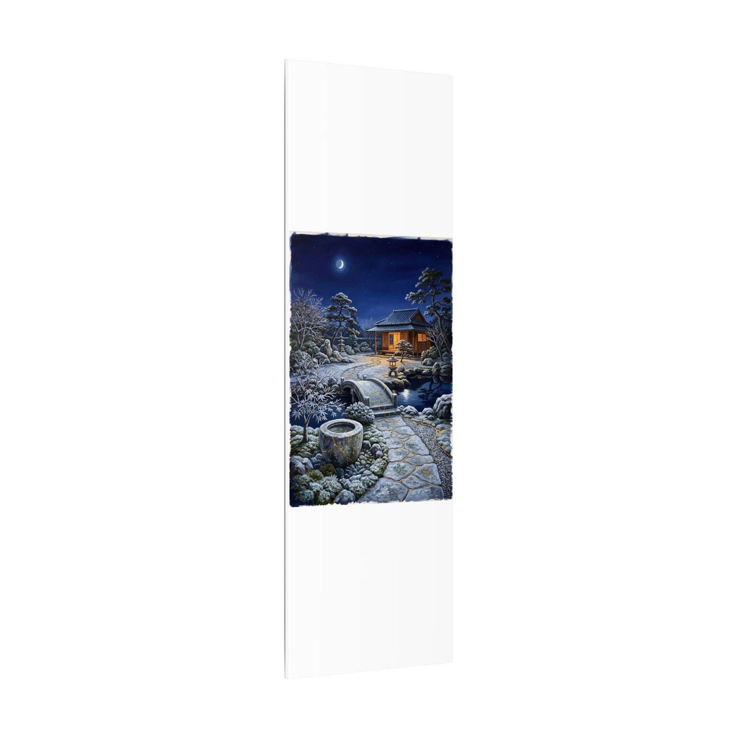 Moonlit Garden Winter Canvas Art | Kintsugi Artful Design