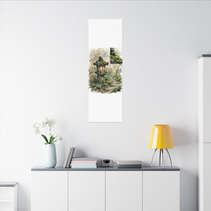 Stone Lantern Watercolor Canvas Art | Elegant Japandi Art