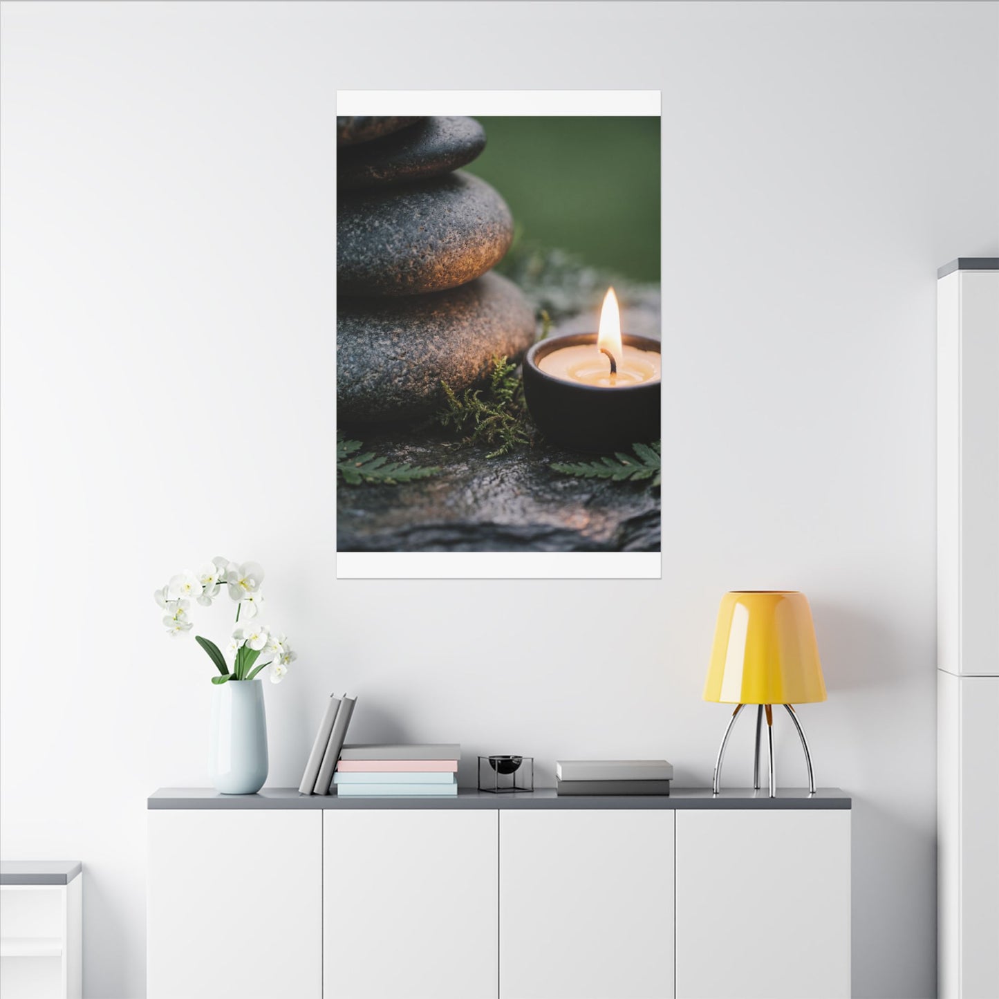 Warm River Stones Canvas Art - Japanese Pattern Japandi