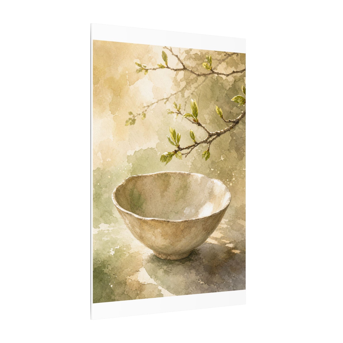 Warm Ceramic Bowl Canvas Art - Watercolor Japandi