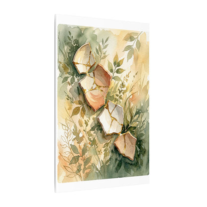 Japandi Broken Pottery in Golden Hour | Watercolor Canvas Art
