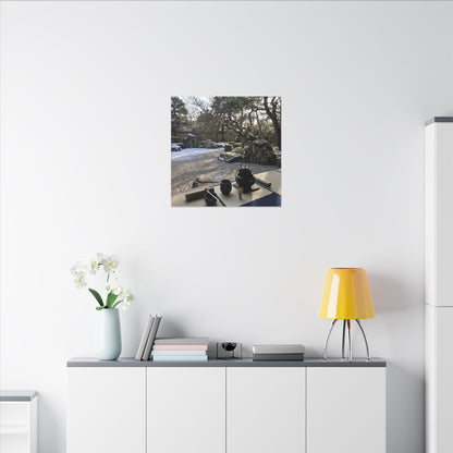 Winter Tea Ceremony Karesansui Canvas Art | Serene Decor