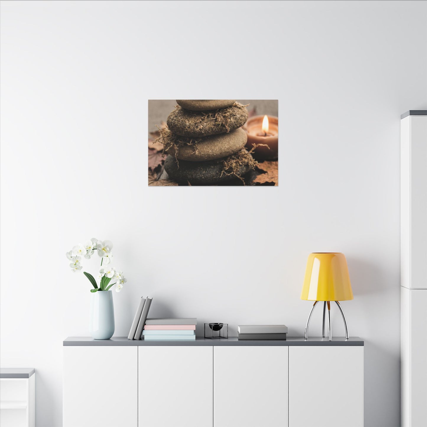 River Stones Canvas Art | Autumn Japandi Texture Art