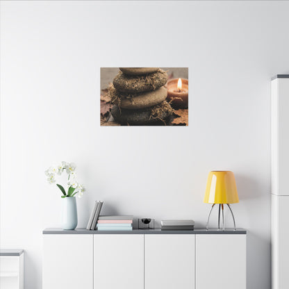 River Stones Canvas Art | Autumn Japandi Texture Art