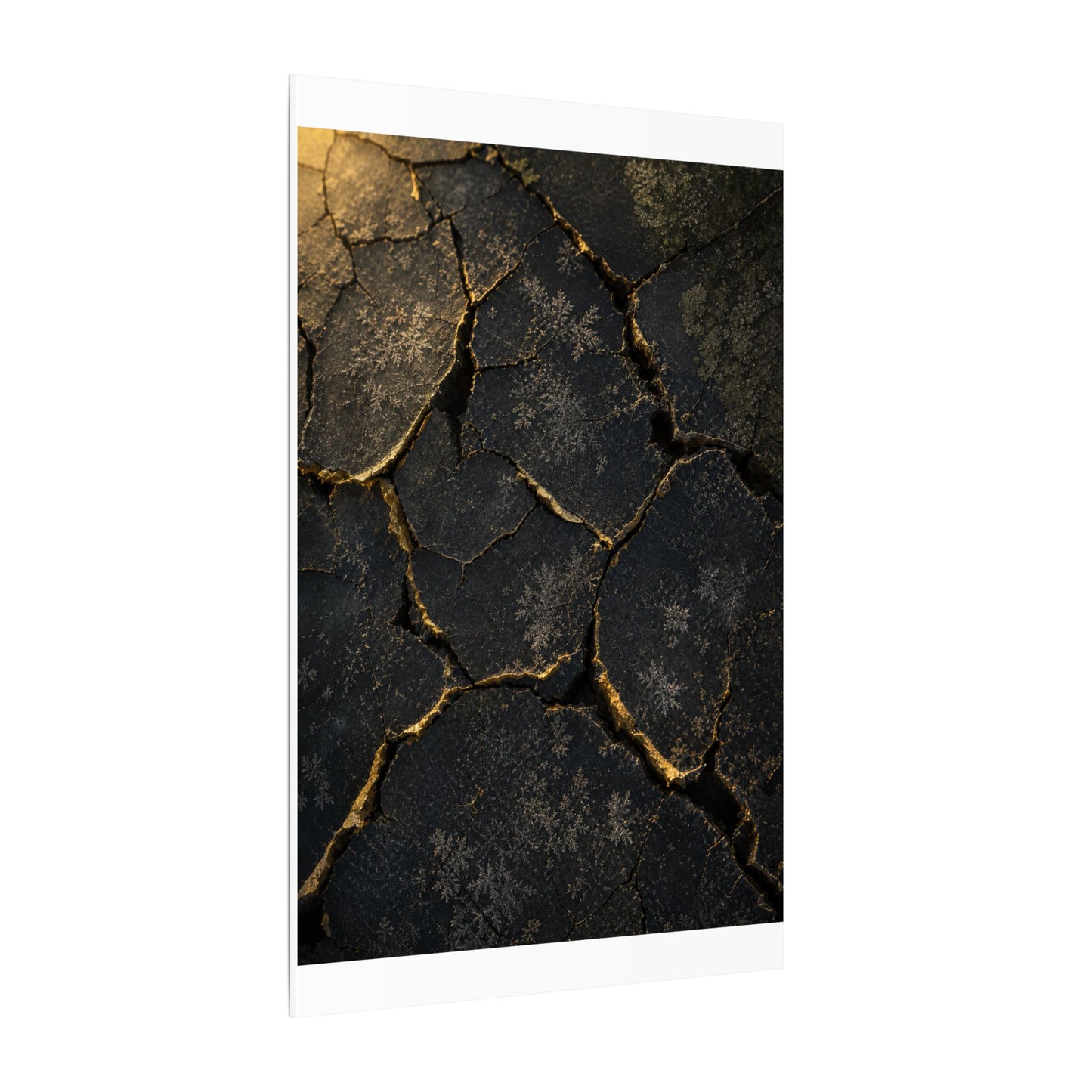 Cracked Earth Canvas Art | Winter Dark Japandi Shadow Zen Art