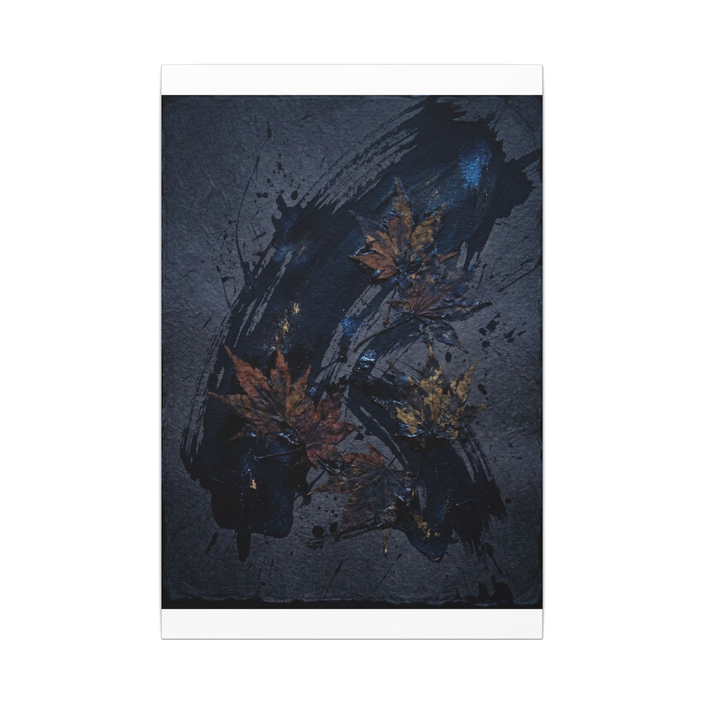 Sophisticated Ink Brushstroke Canvas Art - Dark Texture Dark Japandi