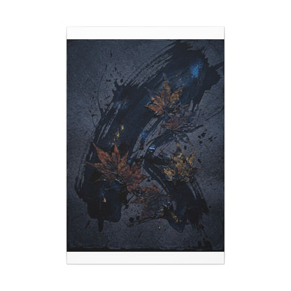 Sophisticated Ink Brushstroke Canvas Art - Dark Texture Dark Japandi