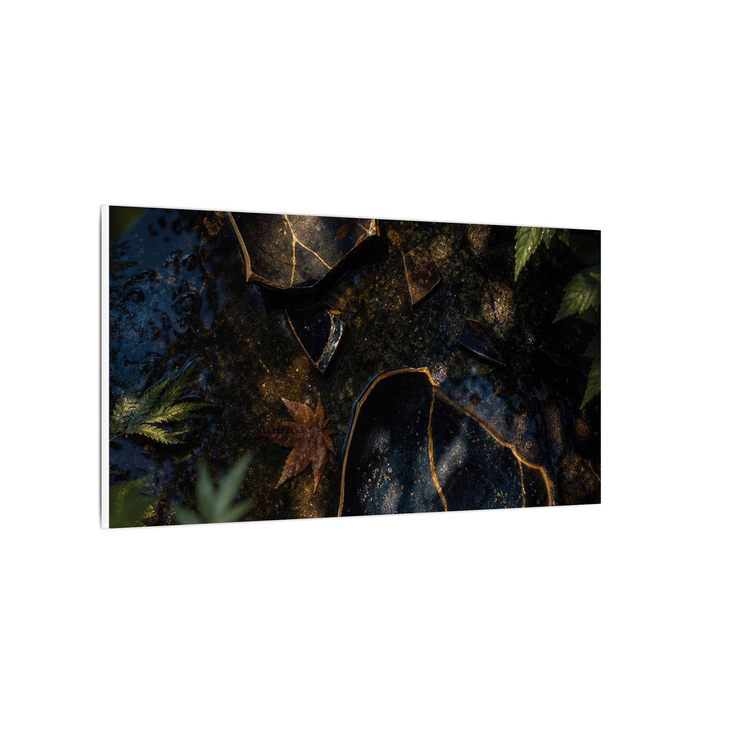 Dark Japandi Broken Pottery in Dappled | Shadow Zen Canvas Art