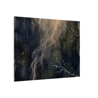 Incense Smoke Winter Canvas Art | Dark Japandi Moody Design
