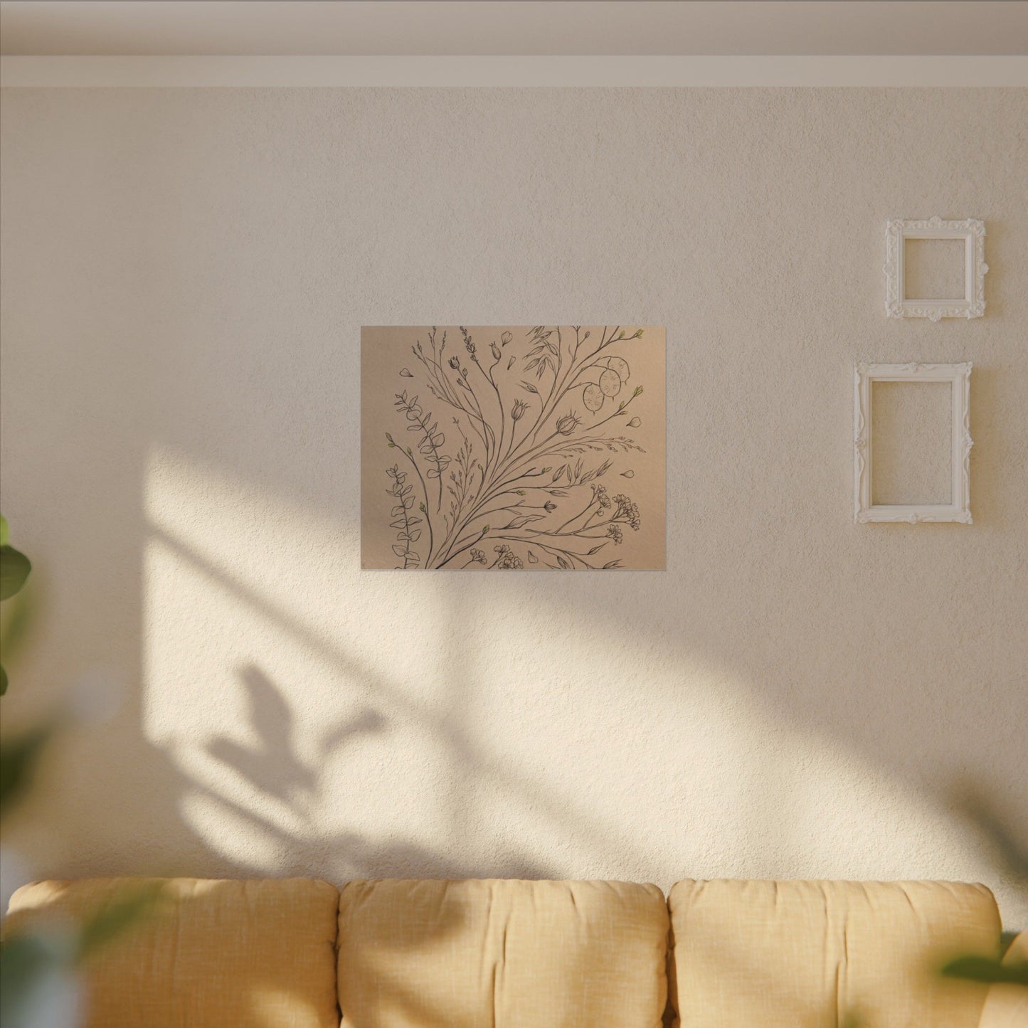 Dried Flowers Canvas Art | Spring Japandi Minimal Line Art