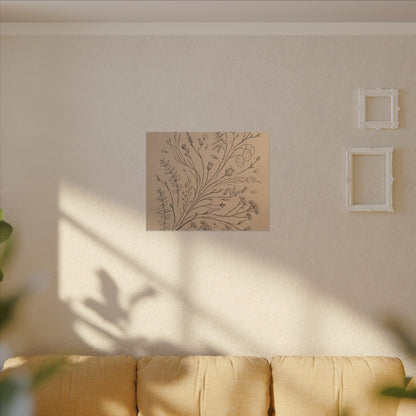 Dried Flowers Canvas Art | Spring Japandi Minimal Line Art