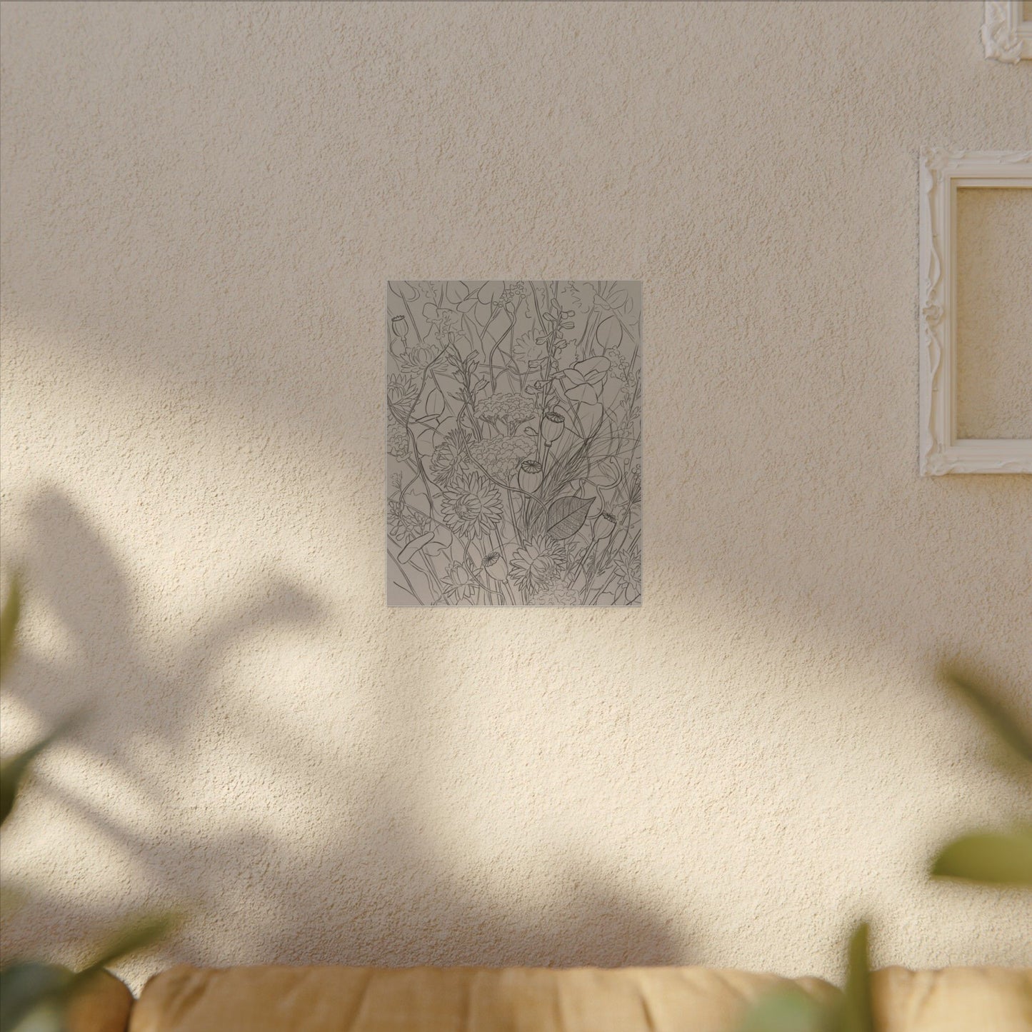 Summer Dried Flowers Minimal Line Canvas Art | Elegant Decor
