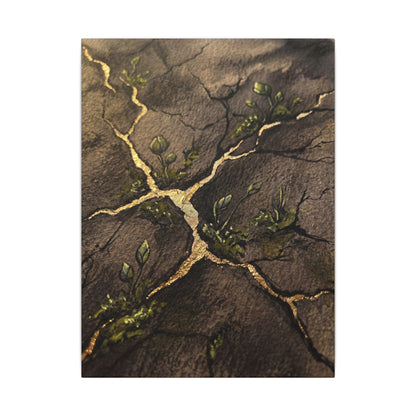 Spring Cracked Earth Charcoal Ink Canvas Art | Luxurious Decor