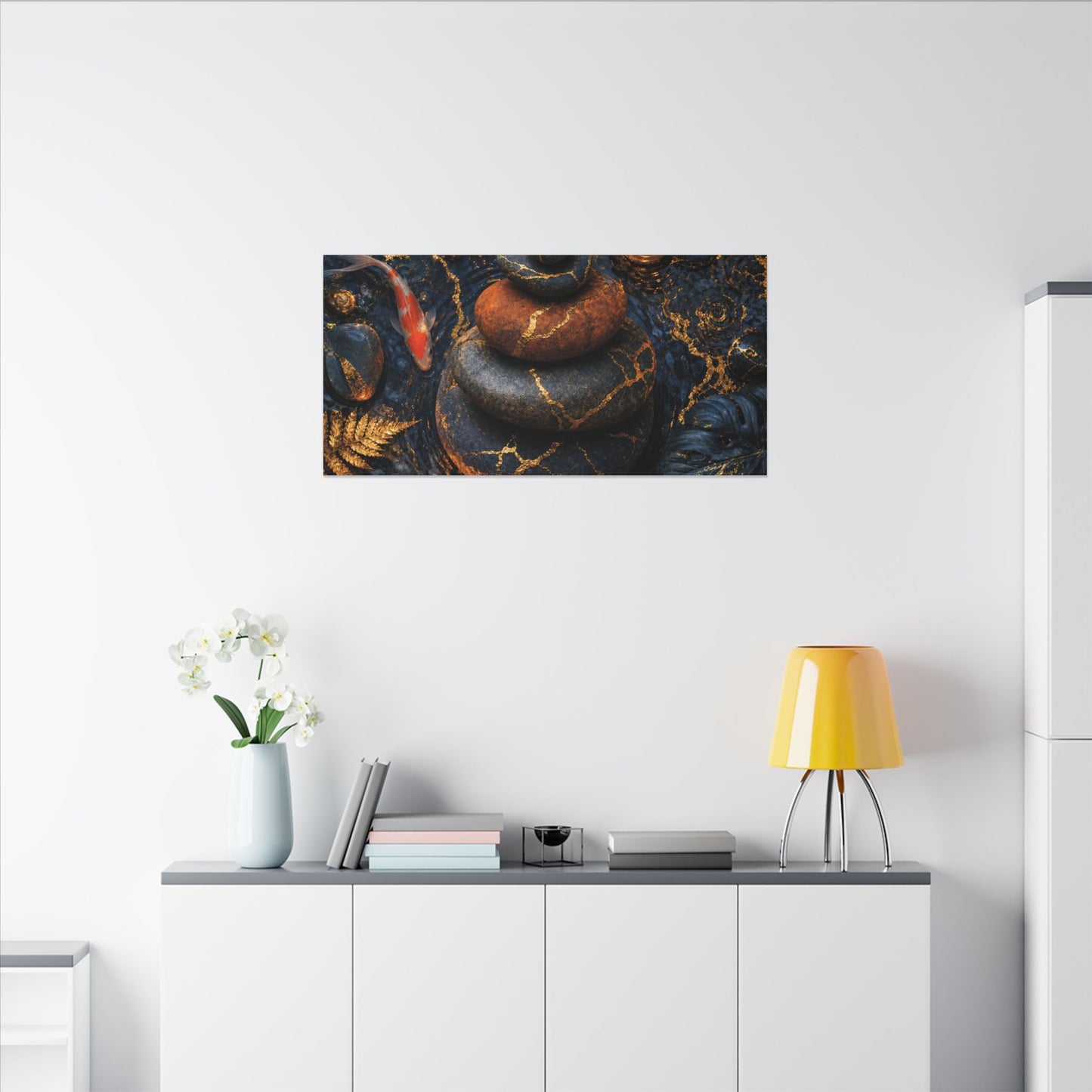 Summer River Stones Gold Vein Canvas Art | Resilient Decor