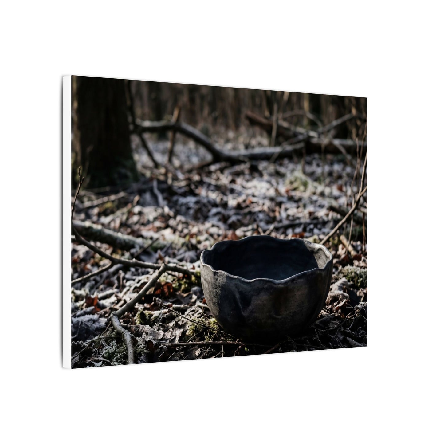 Dappled Ceramic Bowl Canvas Art - Dark Japandi Kanso