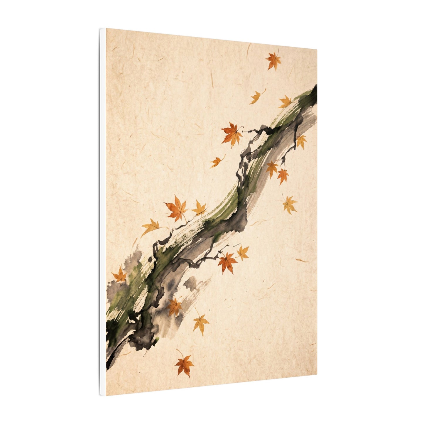 Ink Brushstroke Autumn Canvas Art | Zen Calm Design