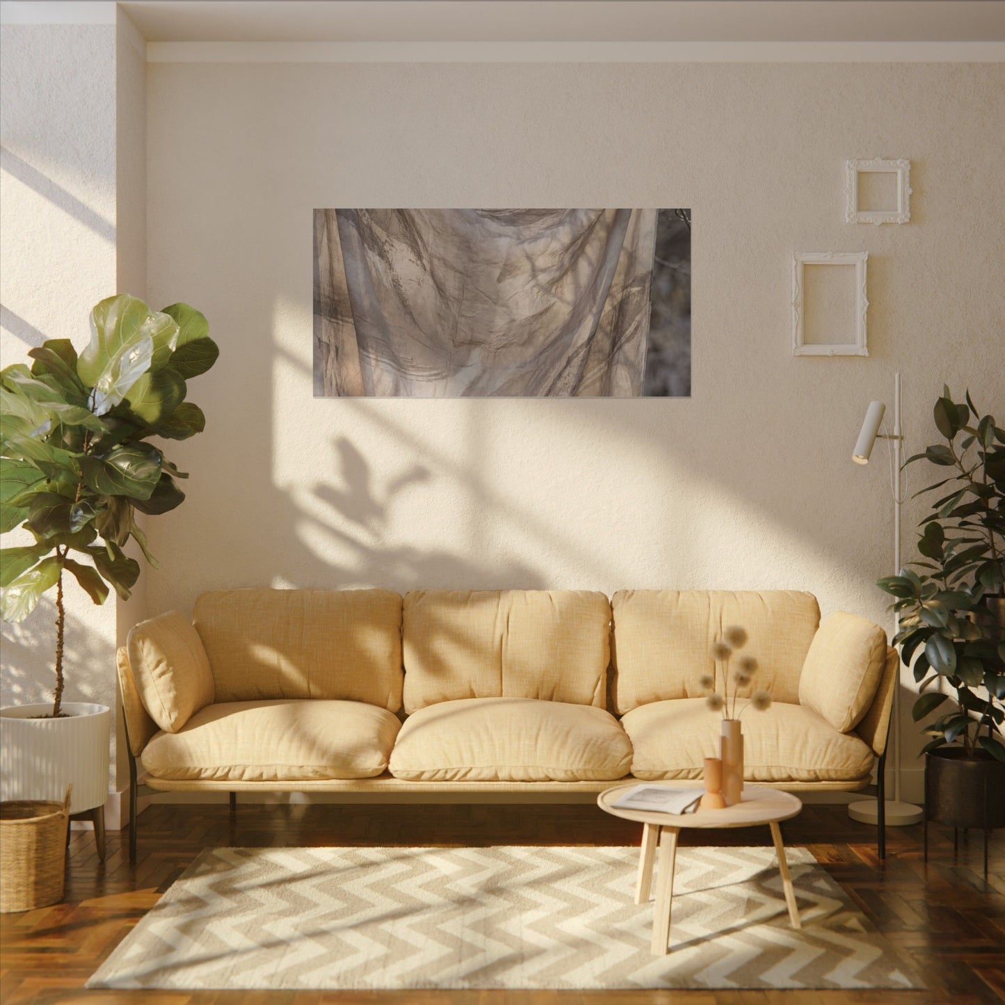 Ma Silk Drape Canvas Art - Japandi Japanese Pattern