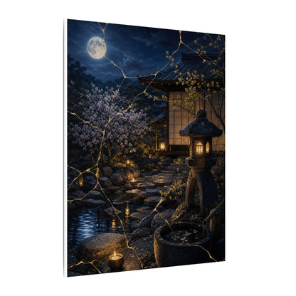 Seijaku Moonlit Garden Canvas Art - Kintsugi Gold Vein