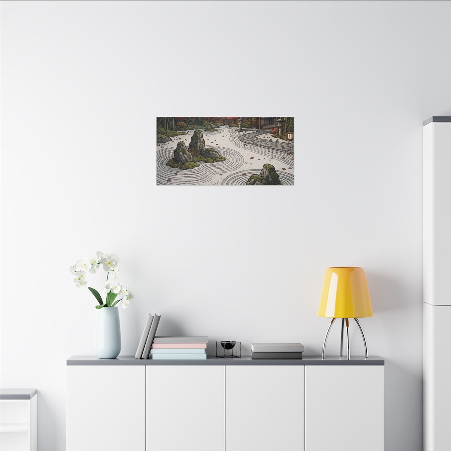 Autumn Rock Garden Ukiyo E Inspired Canvas Art | Peaceful Decor