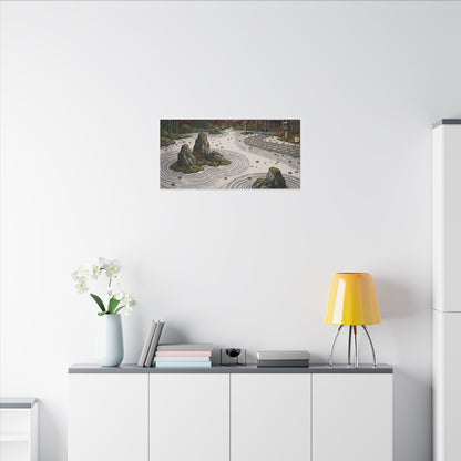 Autumn Rock Garden Ukiyo E Inspired Canvas Art | Peaceful Decor