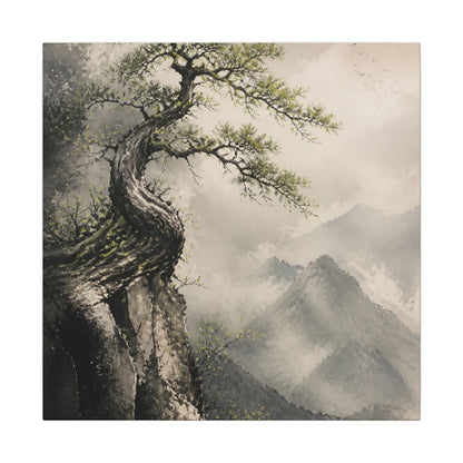 Spring Pine Tree Watercolor Canvas Art | Warm Decor