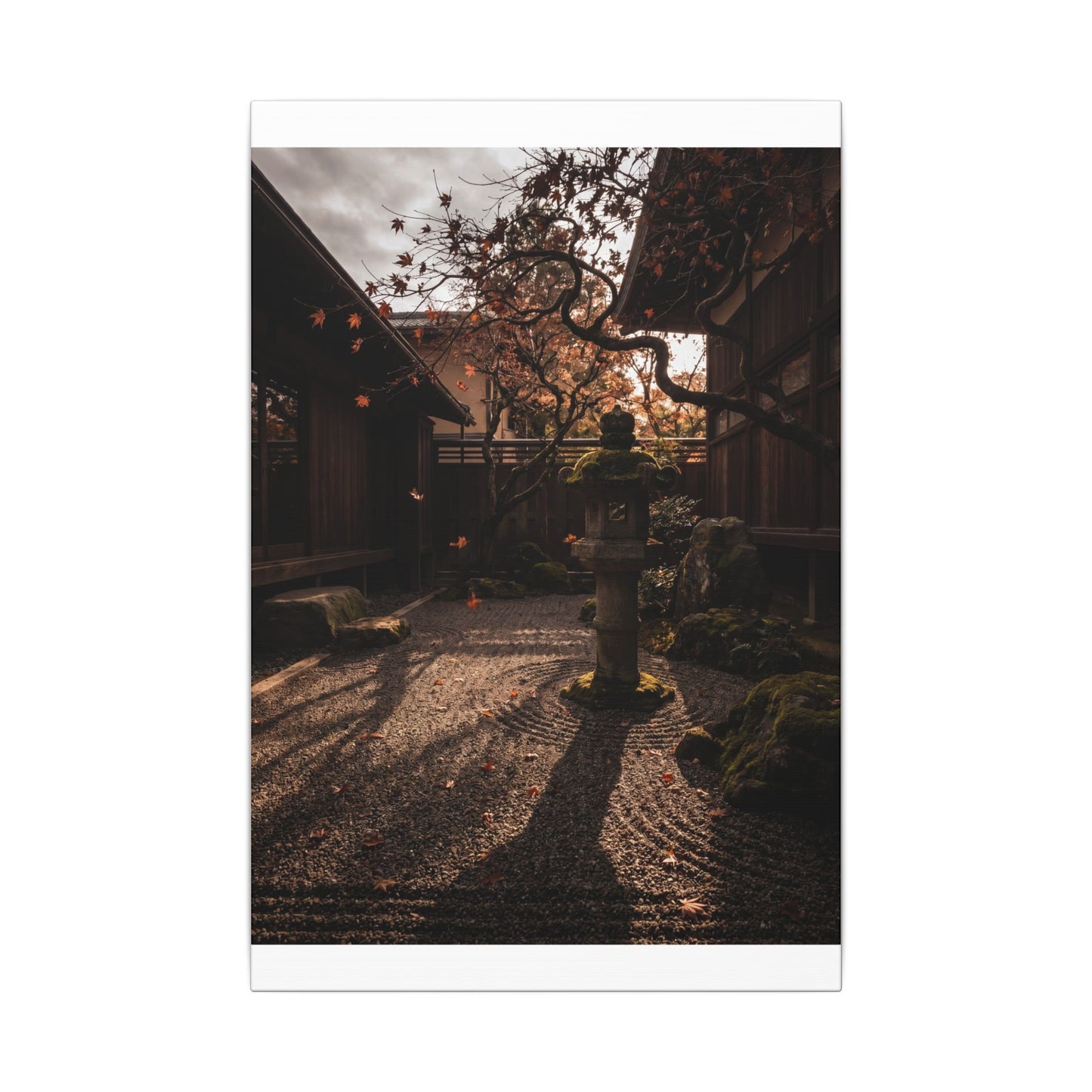 Seijaku Stone Lantern Canvas Art - Dark Japandi Shadow Zen