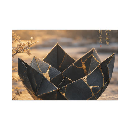 Kintsugi Paper Fold in Golden Hour | Gold Repair Canvas Art