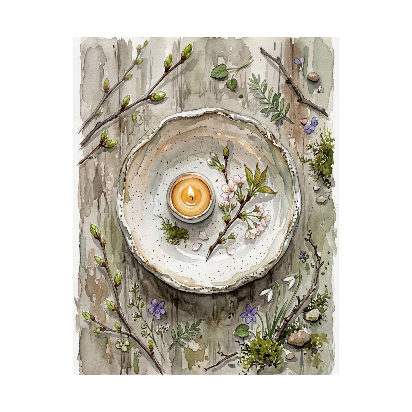 Spring Ceramic Bowl Watercolor Wall Art Print | Elegant Decor