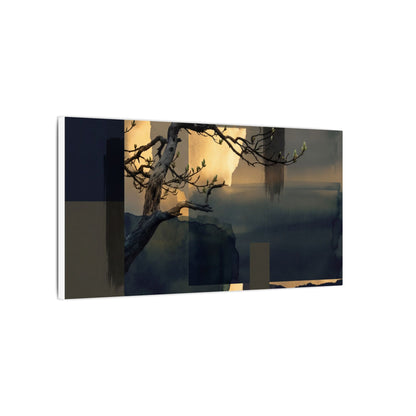 Golden Hour Pine Tree Canvas Art - Dark Japandi Kanso