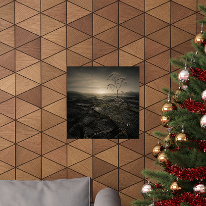 Dawn Cracked Earth Wall Art Print - Dark Japandi Mono No Aware