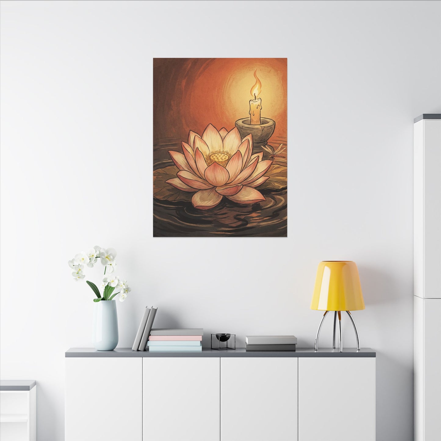 Lotus Flower Summer Canvas Art | Zen Contemplative Design