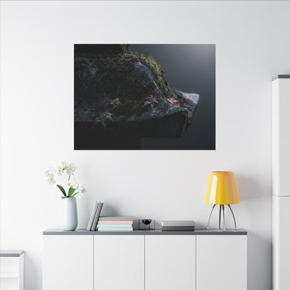 Stone Lantern Moody Minimal Canvas Art | Sophisticated Dark Japandi Art