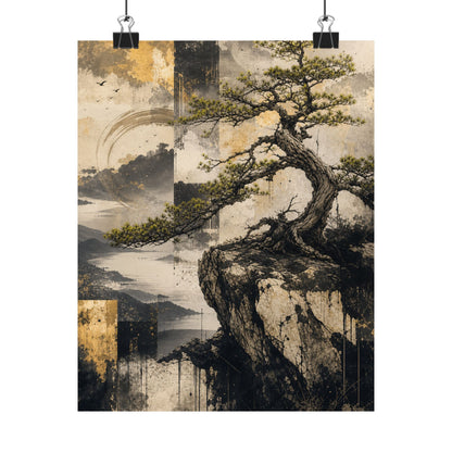 Pine Tree Japanese Pattern Wall Art Print | Cozy Japandi Art