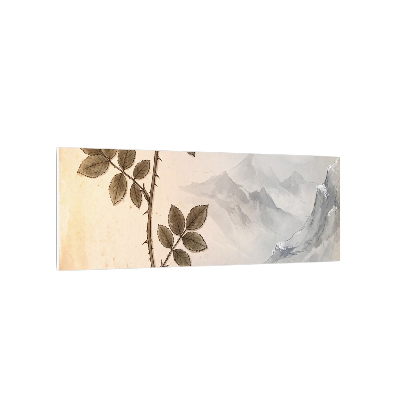 Winter Mountain Mist Herbarium Canvas Art | Earthy Decor