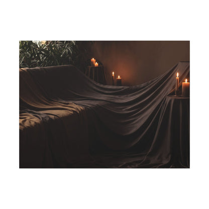 Candlelight Silk Drape Canvas Art - Dark Japandi Ma
