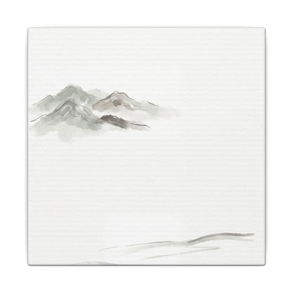 Winter Mountain Mist Minimal Line Canvas Art | Elegant Decor